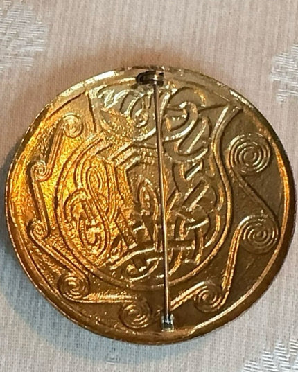 Vintage Enamel Brooch with Gold Accents