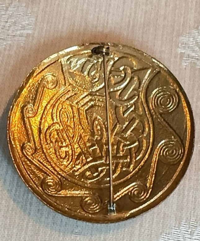 Vintage Enamel Brooch with Gold Accents