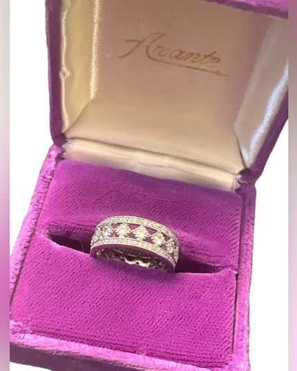 Fancy rhodium plt Sterling silver 925 CZ ring infinity band