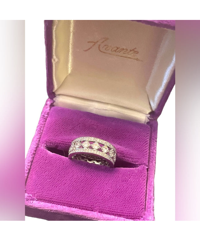 Fancy rhodium plt Sterling silver 925 CZ ring infinity band