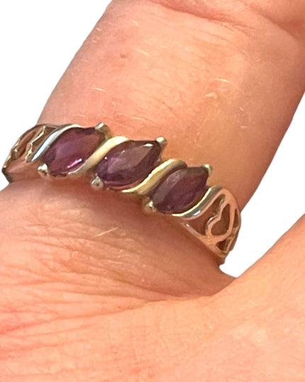 Lovely 925 amethyst heart ring sterling silver