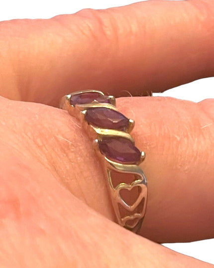 Lovely 925 amethyst heart ring sterling silver