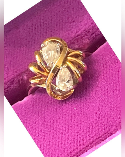 Looks Sooo Real fancy gold finish CZ dinner ring