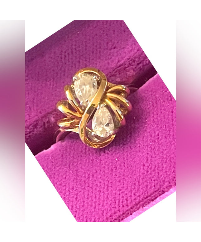 Looks Sooo Real fancy gold finish CZ dinner ring