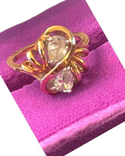 Looks Sooo Real fancy gold finish CZ dinner ring