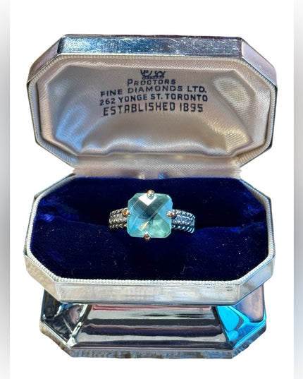 Lia Sophia blue crystal silver finish ring
