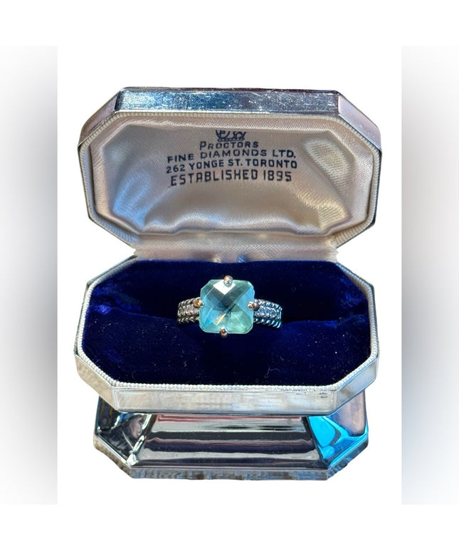 Lia Sophia blue crystal silver finish ring