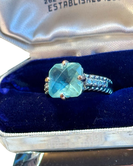 Lia Sophia blue crystal silver finish ring