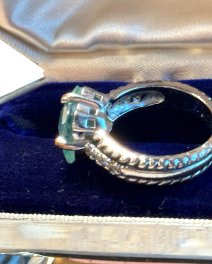 Lia Sophia blue crystal silver finish ring