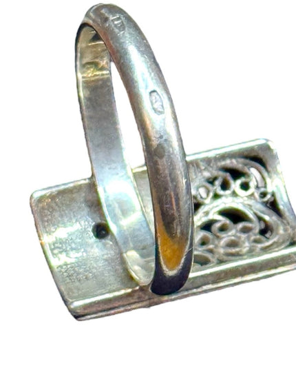 Vintage scrollwork CZ sterling Silver filagree  Ring