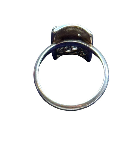 Vintage scrollwork CZ sterling Silver filagree  Ring