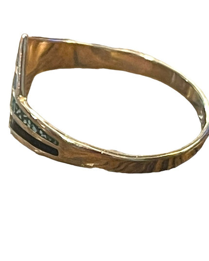 Vintage 1980s Taxco Mexico crushed stone chips inlay ring artist numbered