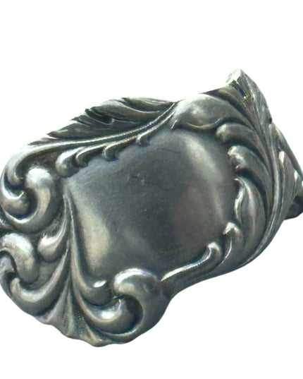 Elegant Silver Vintage Engraveble Hand Made Scrollwork Spoon Ring TCV