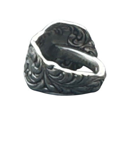 Elegant Silver Vintage Engraveble Hand Made Scrollwork Spoon Ring TCV