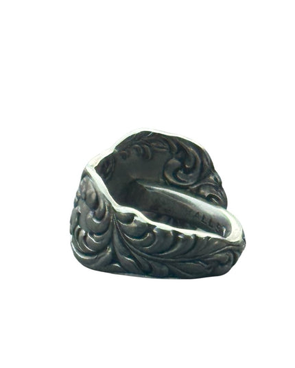 Elegant Silver Vintage Engraveble Hand Made Scrollwork Spoon Ring TCV