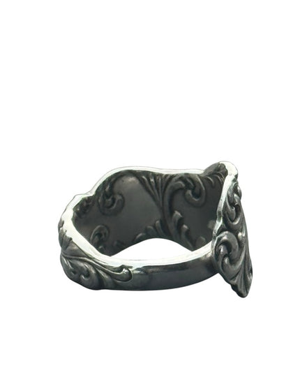 Elegant Silver Vintage Engraveble Hand Made Scrollwork Spoon Ring TCV