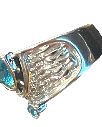 Vintage Sterling silver 925 Blue crystal fancy ring