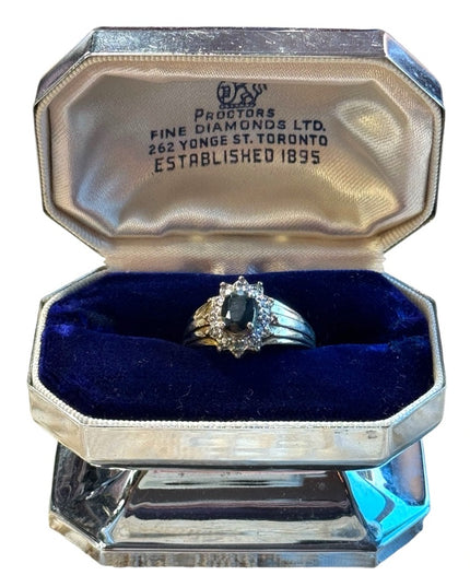 Vintage  sterling silver Simulated sapphire CZ ring