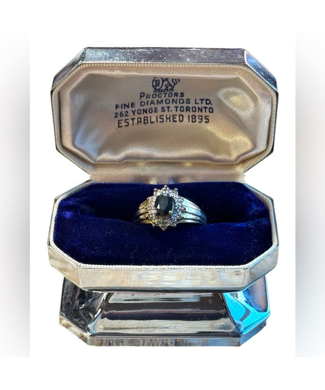 Vintage  sterling silver Simulated sapphire CZ ring
