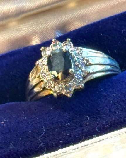 Vintage  sterling silver Simulated sapphire CZ ring