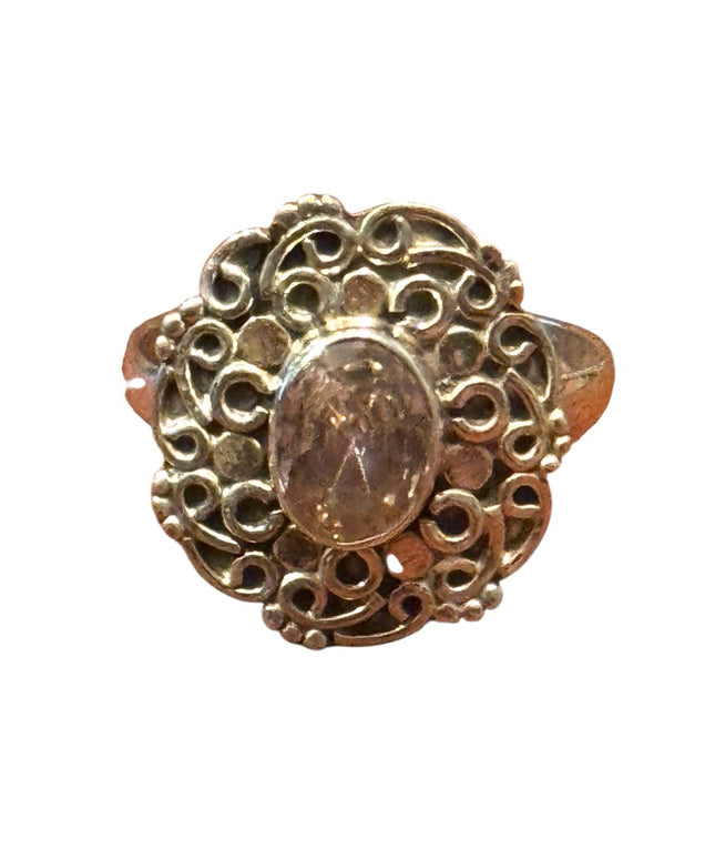 Elegant Vintage Sterling Silver Handmade Ring Simulated Amethyst Gemstone