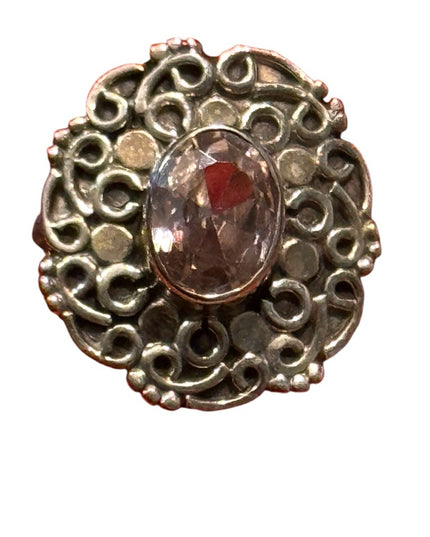 Elegant Vintage Sterling Silver Handmade Ring Simulated Amethyst Gemstone
