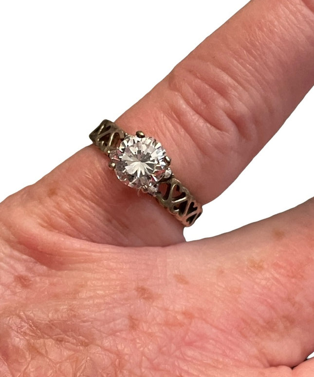 Vintage sterling silver 925 Cz Engagement ring
