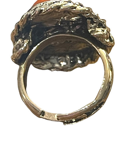 Lovely silver finish rope design Resin cameo ring