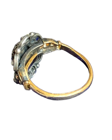 Vintage 925 sterling gold finish tiger eye filagree ring