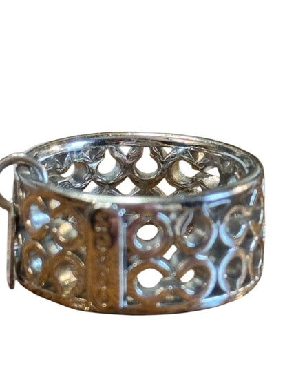 Silver Tone Coach Openwork Ring Iconic Logo band