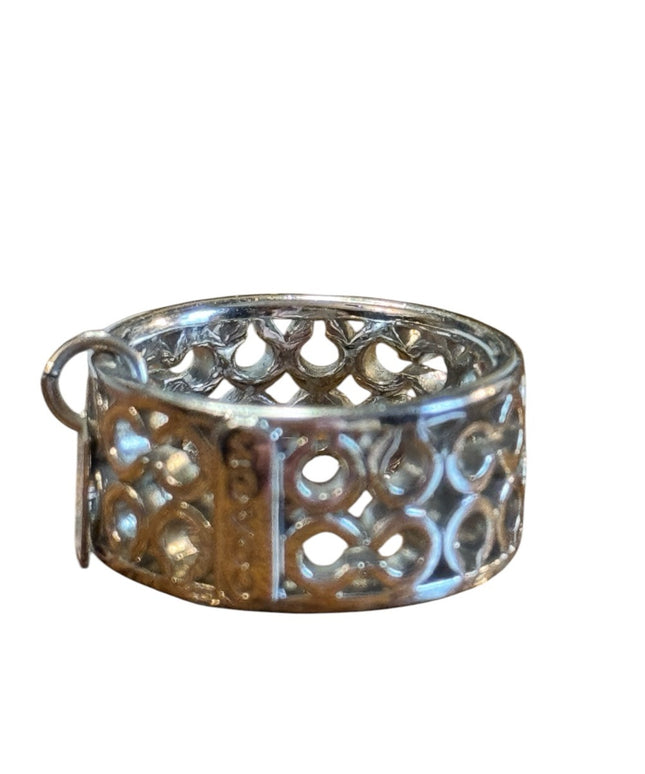 Silver Tone Coach Openwork Ring Iconic Logo band