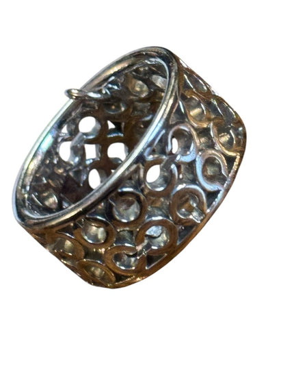 Silver Tone Coach Openwork Ring Iconic Logo band