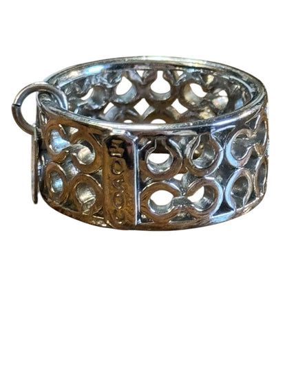 Silver Tone Coach Openwork Ring Iconic Logo band