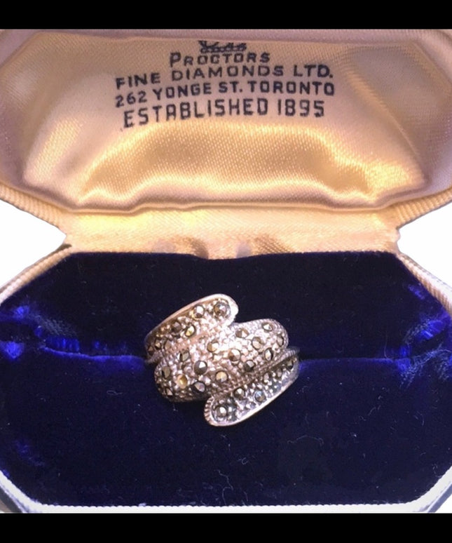 Vintage sterling 925 silver marcasite ring