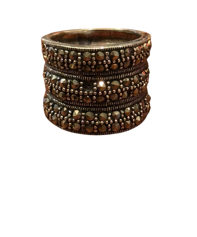 Vintage Sterling Silver 925 Thick Marcasite Women's Ring