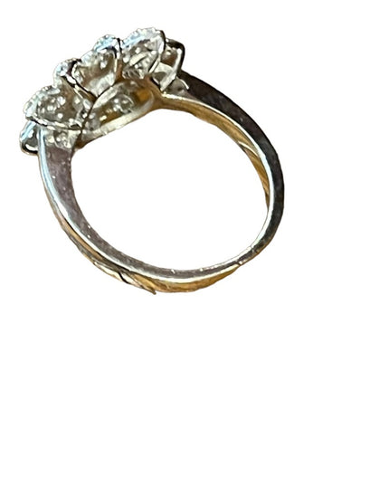 Sterling silver 925 CZ flower ring Rhodium plated