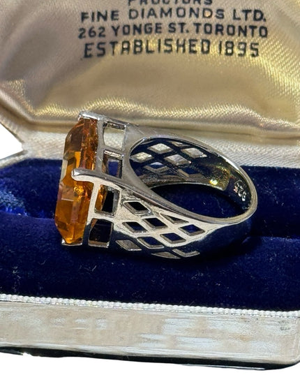 Lovely 925 sterling silver yellow CZ Chunky statement ring
