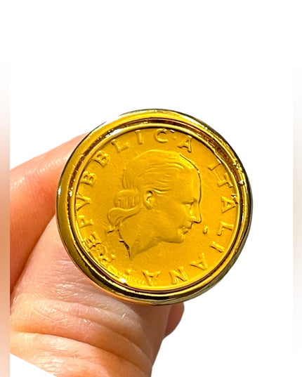 Bronzoro Italy Retired Roman coin Ring gold plt