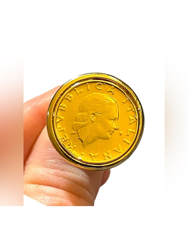 Bronzoro Italy Retired Roman coin Ring gold plt