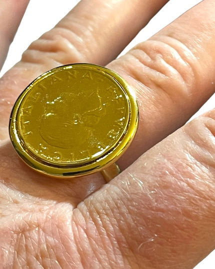 Bronzoro Italy Retired Roman coin Ring gold plt