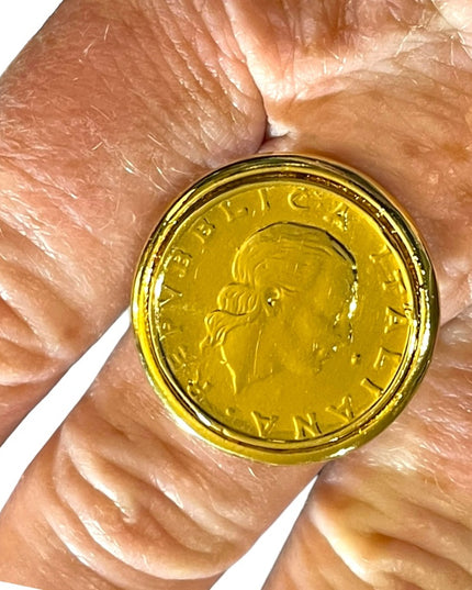 Bronzoro Italy Retired Roman coin Ring gold plt