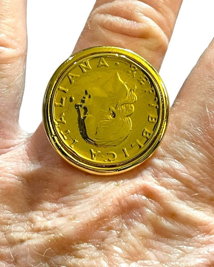 Bronzoro Italy Retired Roman coin Ring gold plt