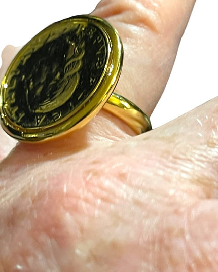 Bronzoro Italy Retired Roman coin Ring gold plt