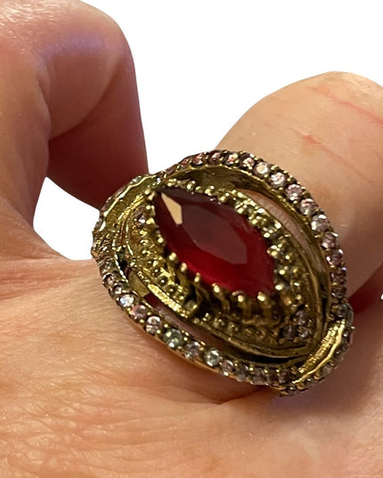 Turkish sterling silver ottoman gemstone fancy ornate sultans design chunky ring