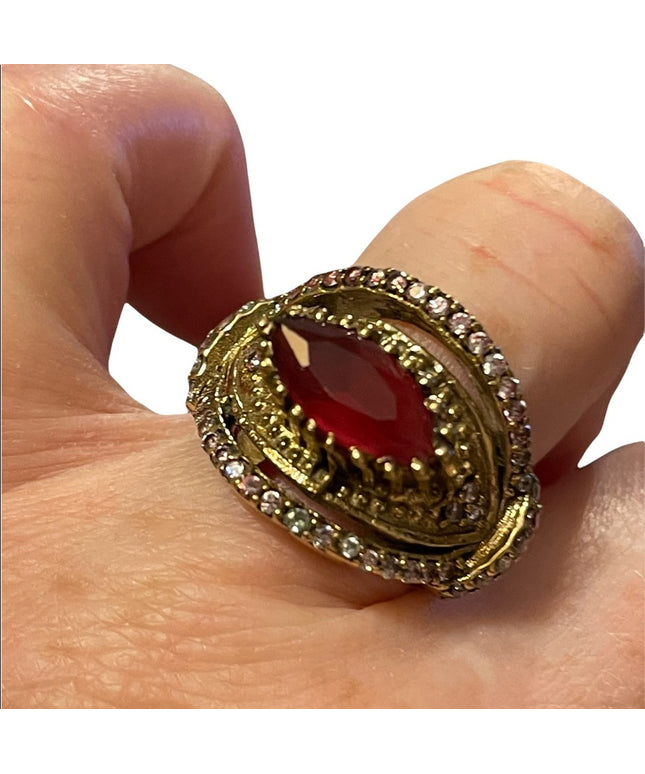 Turkish sterling silver ottoman gemstone fancy ornate sultans design chunky ring