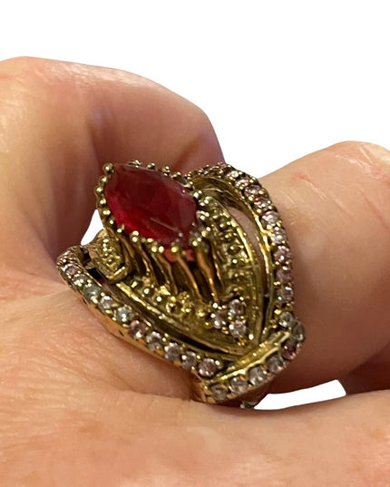 Turkish sterling silver ottoman gemstone fancy ornate sultans design chunky ring