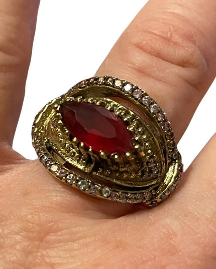 Turkish sterling silver ottoman gemstone fancy ornate sultans design chunky ring