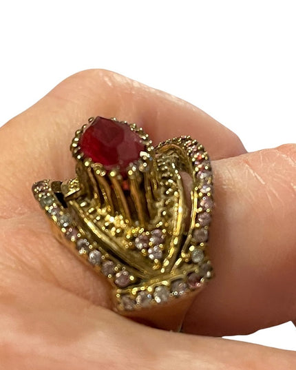 Turkish sterling silver ottoman gemstone fancy ornate sultans design chunky ring