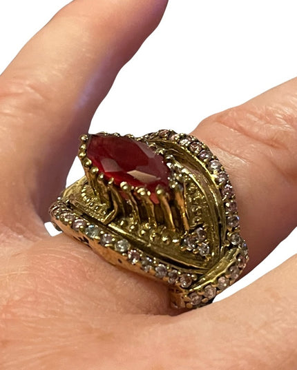 Turkish sterling silver ottoman gemstone fancy ornate sultans design chunky ring