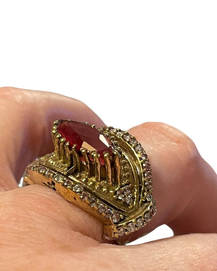Turkish sterling silver ottoman gemstone fancy ornate sultans design chunky ring